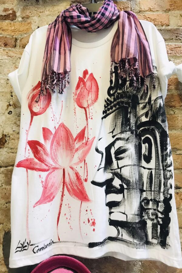 Bayon with Lotus T-shirt Painting